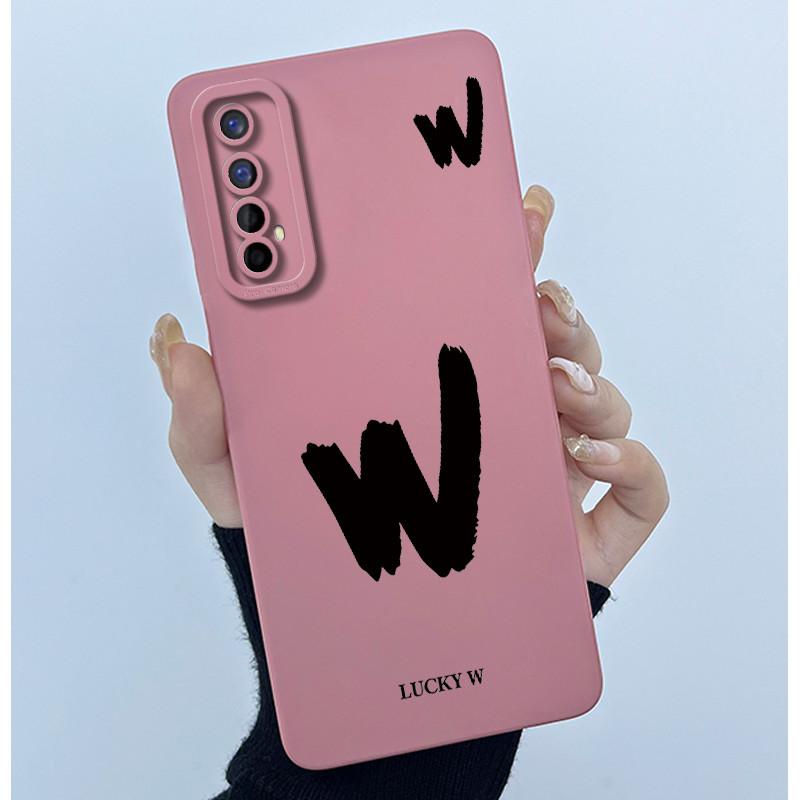 For Realme 7 RMX2155 7 Pro RMX2170 Casing Cover Lucky Initial Letter Soft Silicone Matte Phone Case for Realme7 RMX2151 shell