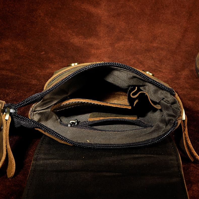 Quality Leather Male Casual Design Messenger Crossbody Bag Multifunction Fashion Travel Belt Waist Bag