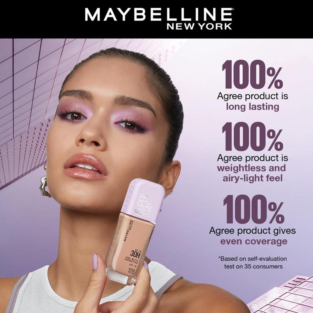 Maybelline Super Stay Lumi Matte Liquid Foundation 140 30H Wear Lightweight Full Coverage Soft Glow Finish Long Lasting Makeup Base 35ml