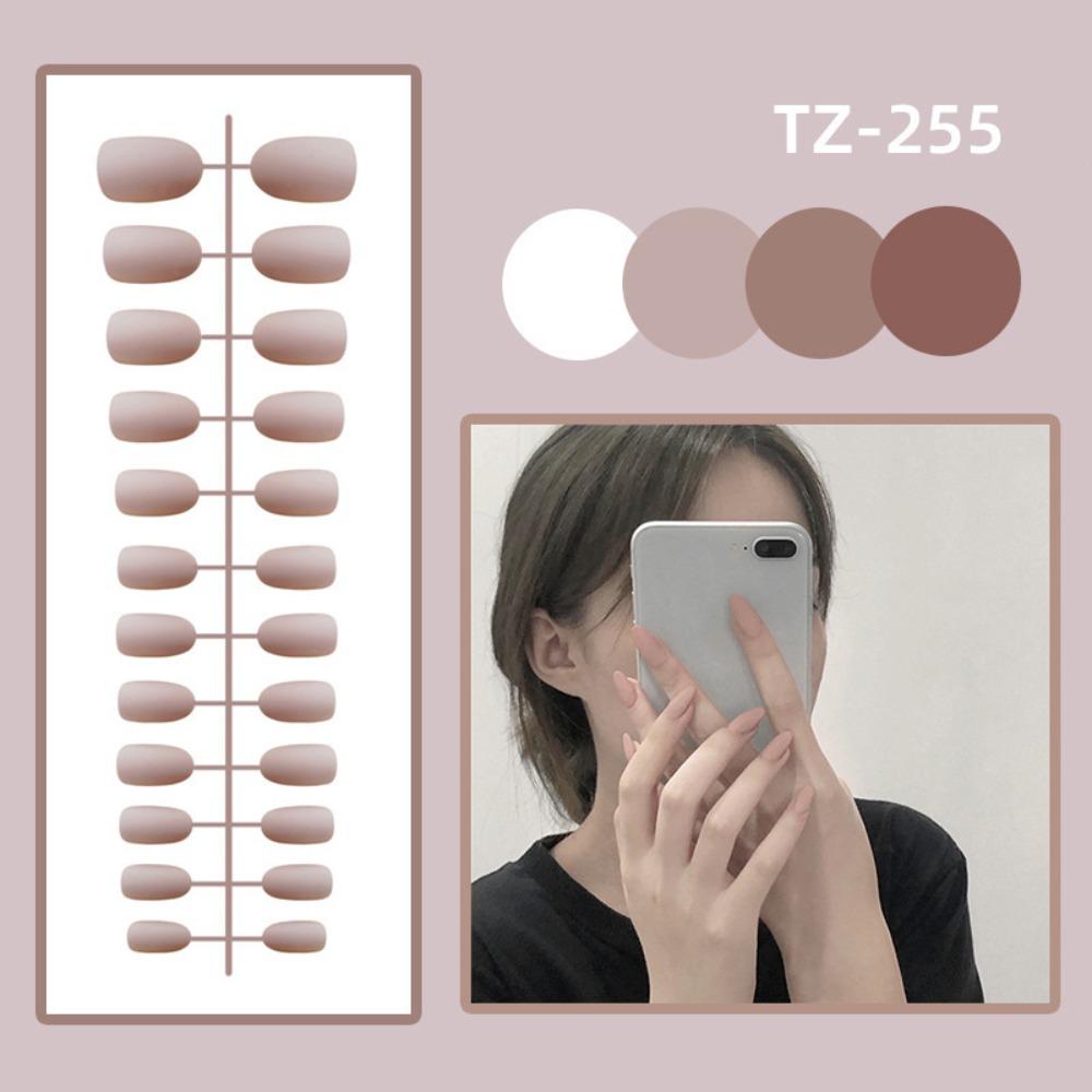 Wearable Short Round Head False Nails Detachable Press-on Nails New Solid Color Fake Nails  Women