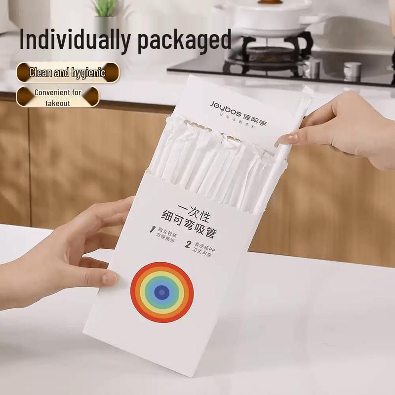 Jiabangshou Disposable Bendable Plastic Straws, 100 Count прозрачный