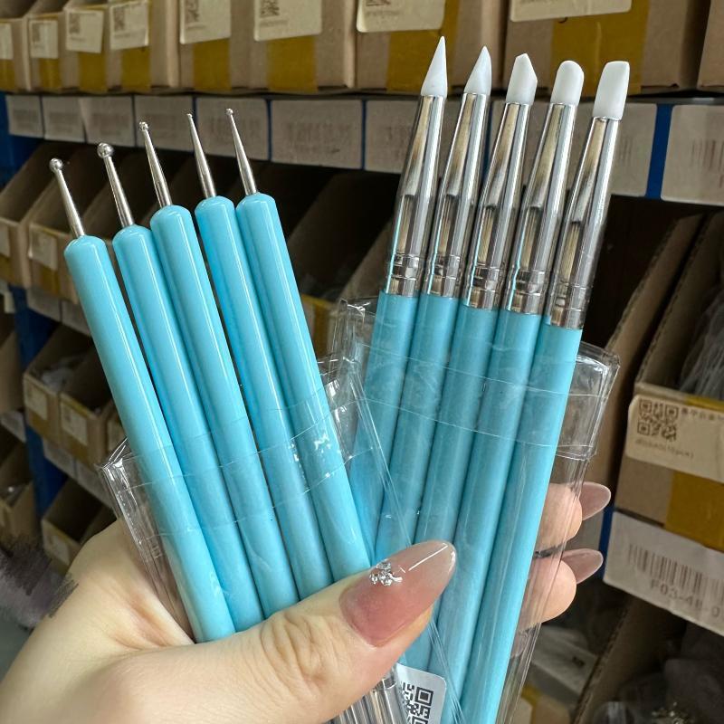 5Pcs Double Head Silicone Carving Pen DIY Ceramic Tool Clay Soft Clay Plastic Knife Carving Pen Nail Tool Drilling Pen Set