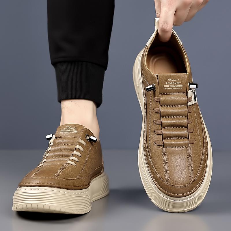 Fashion Fashion Brand Men's Leather Platform Casual Shoes Wear-resistant Thick Soled Men's Oxford Shoes Versatile Outdoor Hiking Shoes