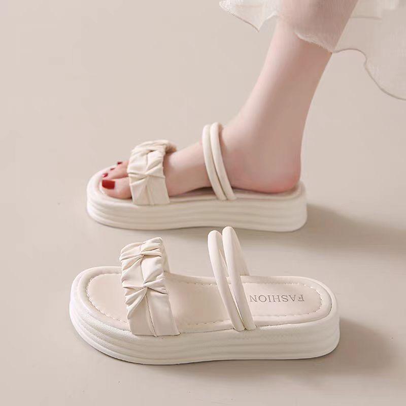 Two sandals women's new summer thick-soled sandals one-word slippers