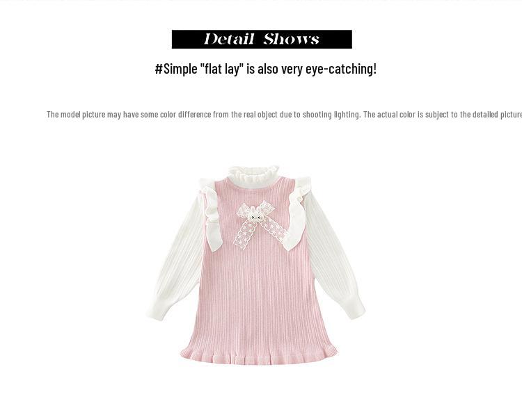 2025 Módní pletené svetrové šaty pro malé holčičky: Jarní a podzimní princeznovský outfit