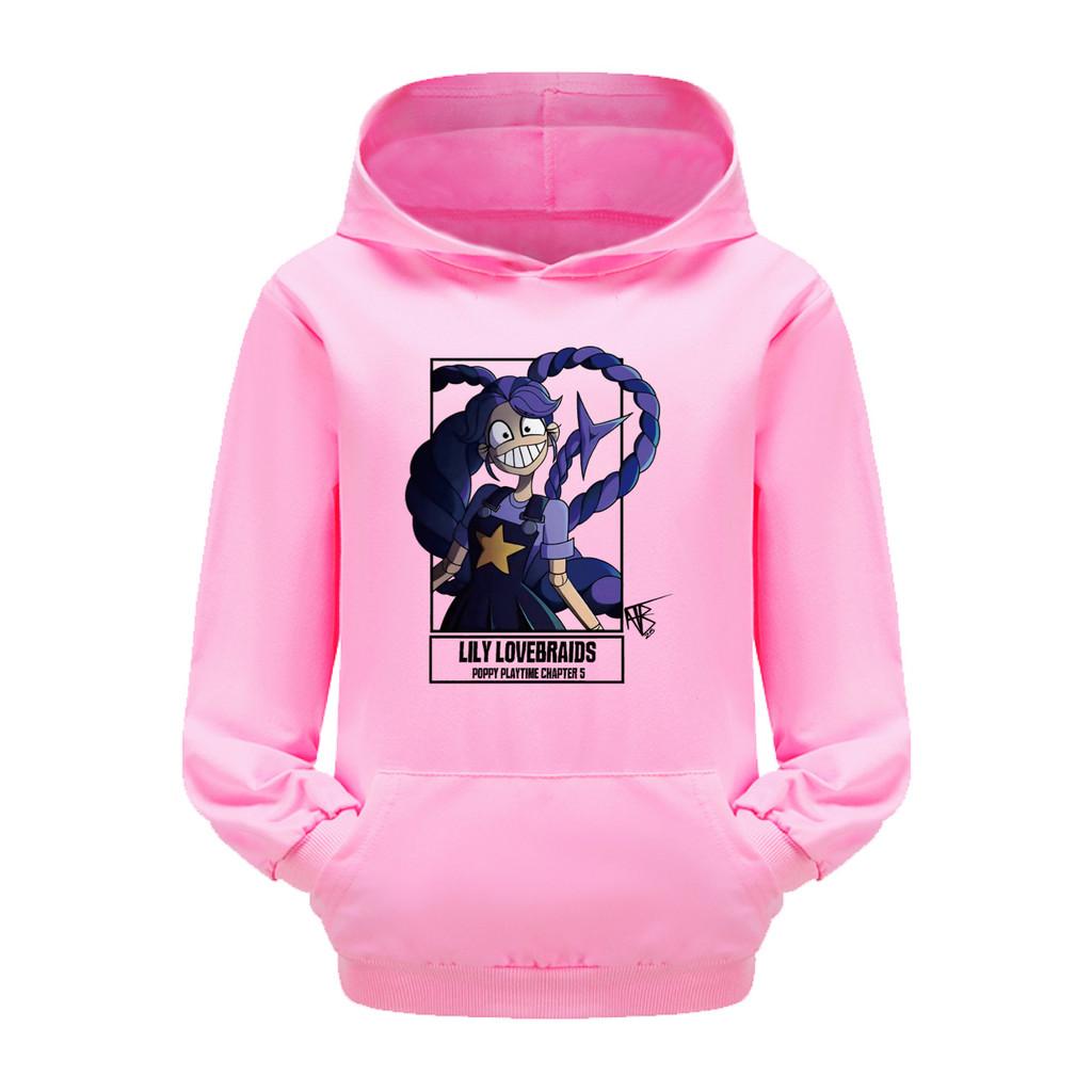 5624 Kids Girls Purple Lily Lovebraids Printed Long Sleeves Hoodies with Pocket Top 110cm розовый