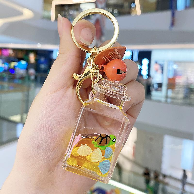 Acrylic Quicksand Penguin Oil Drift Bottle Ocean Doll Keychain Cute Creative Keychain Schoolbag Pendant