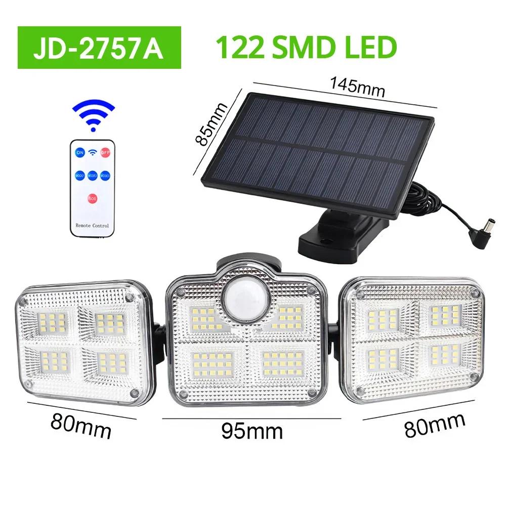 138/122 LEDs Outdoor Solar Light Solar Panel LED Wall Lamp Motion Sensor Street Lamp Balcony Garden Decoration Sunlight