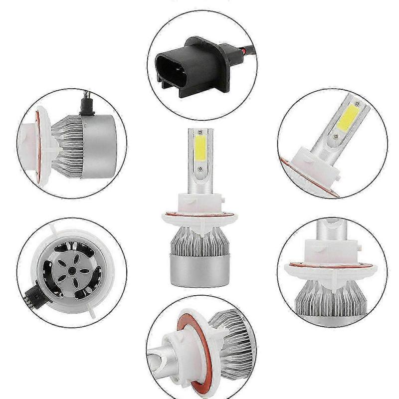 (2 Pack) for H13 / 9008 LED Headlight Bulb (Near and Far) C6 Conversion Kit, 72W 8500LM 6500K Cool W