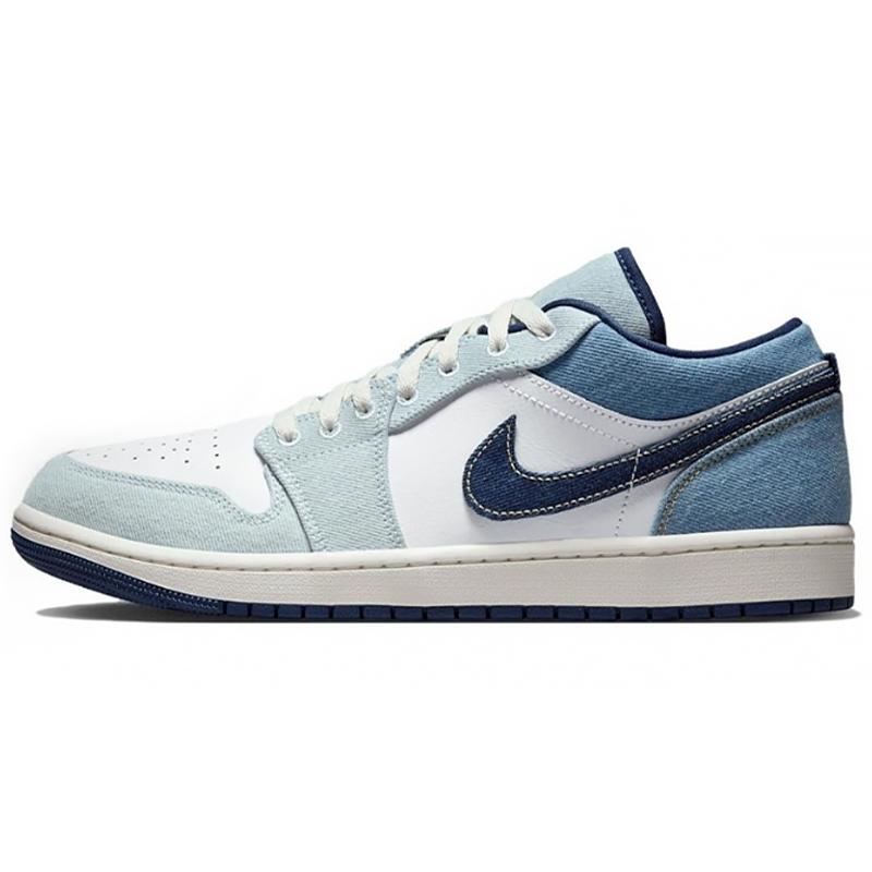 Jordan Air Jordan 1 Abrasion Resistant Low top Vintage Basketball Shoes Men's Brown Blue IH0648-141(Team96-)