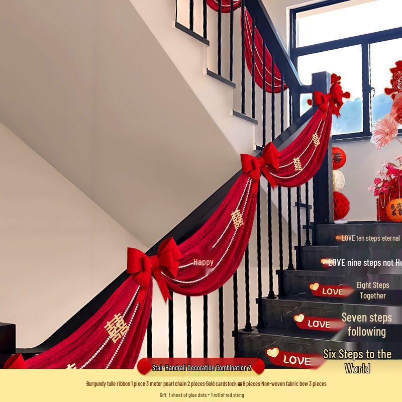 Wedding Stair Double Happiness Garland Set