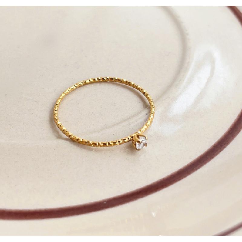 Very Fine and Shiny Embroidered Line Ring, Fine Diamond, 18K Gold Plated Ring, INS Fashionable Personality Simple Index Finger Ring