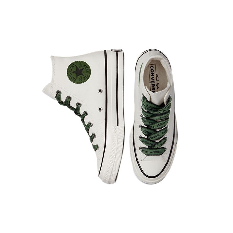 Converse Chuck 70 High Wordmark Ribbon Laces Unisex Sneakers White Egret Treeline A01802C