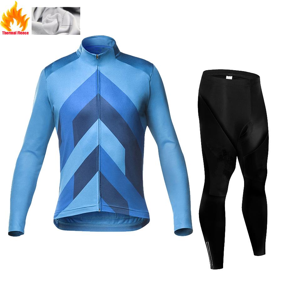 2025 Pro Warm Winter Thermal Fleece Cycling Jersey Sets Men Outdoor Riding MTB Ropa Ciclismo Bib Pants Set Cycling Clothing