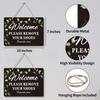 2 Pack Please Remove Your Shoes Front Door Signs - Aluminum Welcome Take Off Your Shoe Sign for Home with Hanging Rope - No Shoe Signs for House