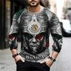 Camisetas Masculinas e Femininas de Manga Longa com Estampa Gráfica Asteca para Primavera e Outono, Tops Casuais de Rua, Pulôveres Soltos, Roupas Oversized, Camisetas para Uso ao Ar Livre