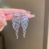 Silver Needle Cubic Zirconia Feather Dangle Earrings - Retro High-End Style, Niche Exaggerated Design for Women.