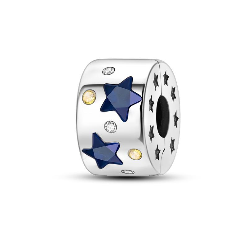 Copper Beaded Pendant Shiny Blue Zircon Star Original 3Mm Bracelet Women Fine Jewelry