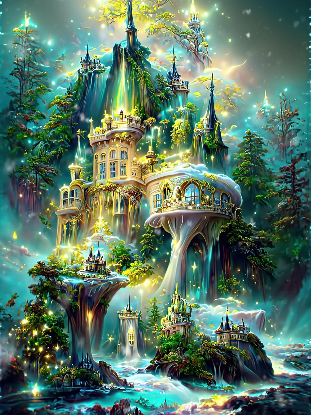 

5D Diy Алмазная вышивка Фэнтезийный замок в лесу Алмазная картина Рукоделие Вышивка крестиком Рукоделие Домашний декор J3420 Full Round 40x50CM