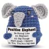 Handmade Crochet Positive Elephant Figurine with Message Card - Cute Knit Elephant Car Dashboard Decor Emotional Support