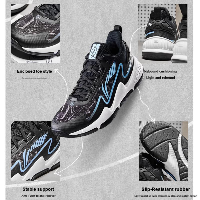 Li-Ning Cloud Non-Slip Anti-Kick Shock Absorbing Wear-Resistant Breathable Balance Support Low-Top Kids Basketball Shoes YKBU050-7