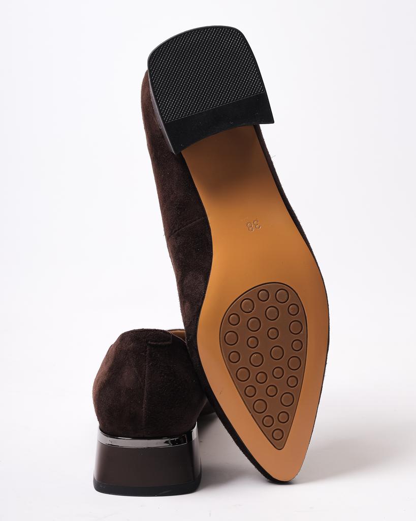 Туфли на низком каблуке Suny Liana 6980 36 коричневый замша