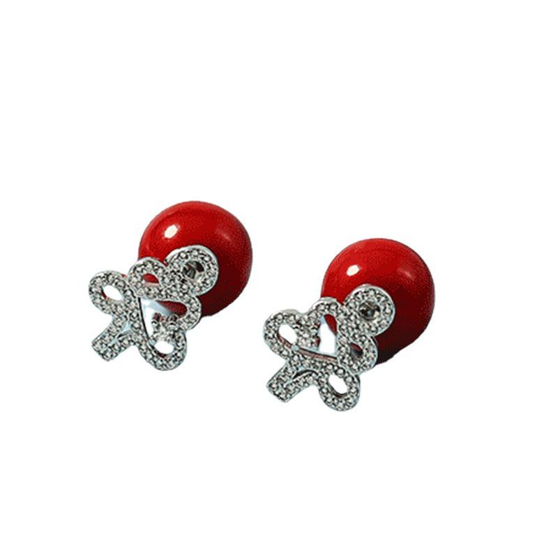 Festliche rote Perlen Weihnachtsbaum Ohrringe - Süßer Damen Winterschmuck