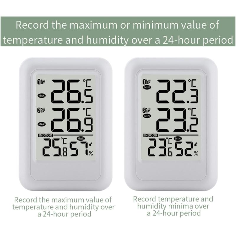 Digital Thermometers with Indoor Outdoor Temperature Wireless Display Digital Hygrometer Thermometers with 2 Remote Sensors