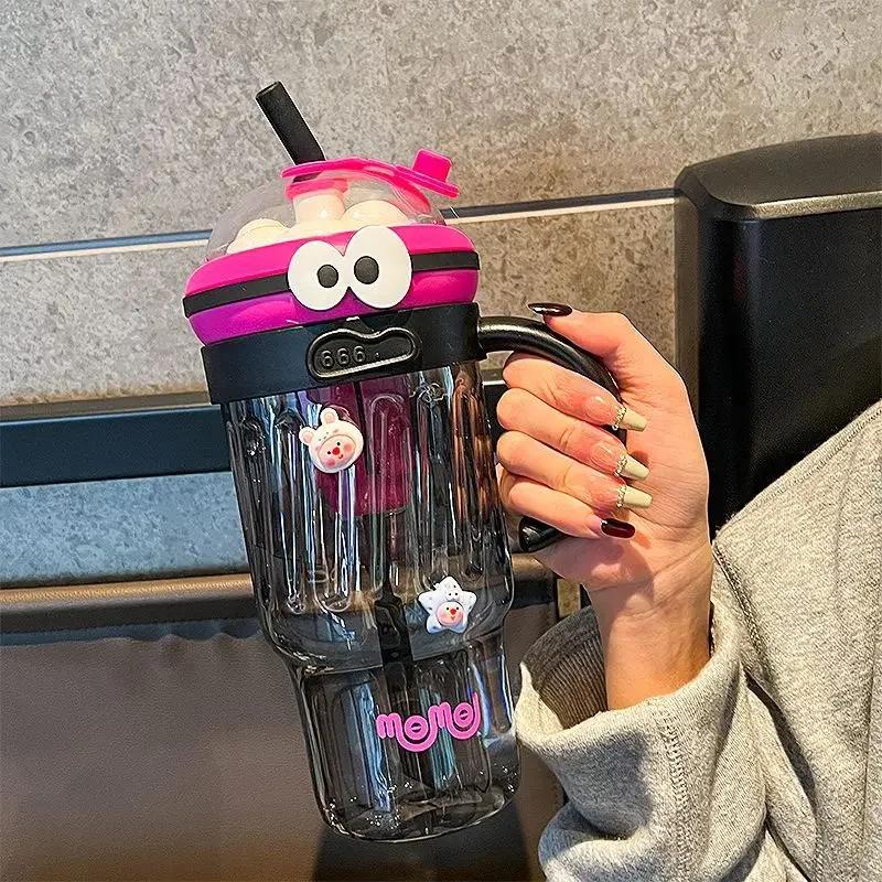 1280ml Large Capacity Straw Cup, Outdoor Plastic Water Bottle, Office Drinking Cup, Summer Cup with High Aesthetic Value