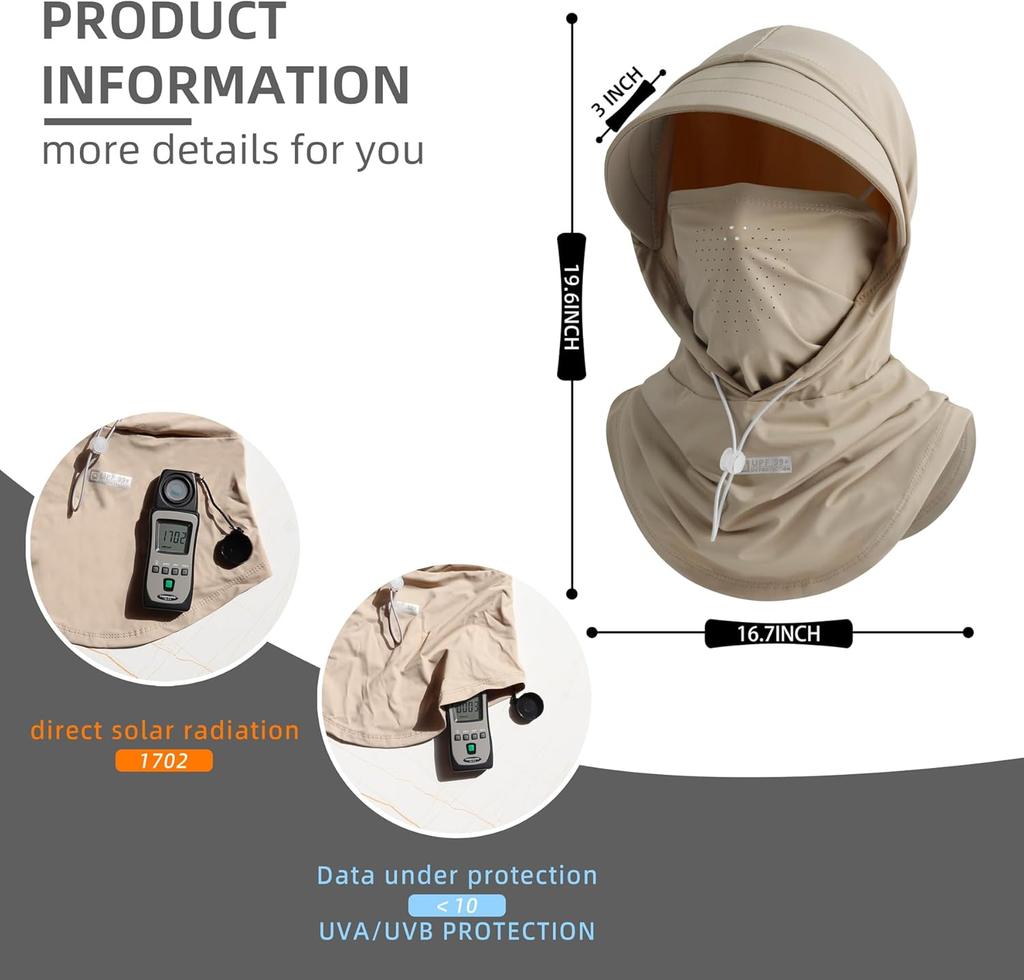 Summer Anti-UV Sunscreen Hat with Mask Shawl Breathable Ice Silk Pullover Cap Head Wrap Unisex Beach Cap for Outdoor Sports