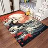 Red Sunset, Ocean Waves, and Tree Art Rug Non-slip Rug Suitable for Living Room and Bedroom Sofas