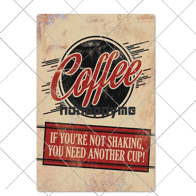 Coffee Tin Sign Vintage Metal Plaque Kitchen Coffee Bar Cafe Retro Posters Pub Wall Decorative Plates Home Decor 20*30 cm