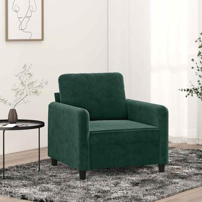 Vidaxl Armchair, Dark Green, 60 Cm, Upholstered In Velvet