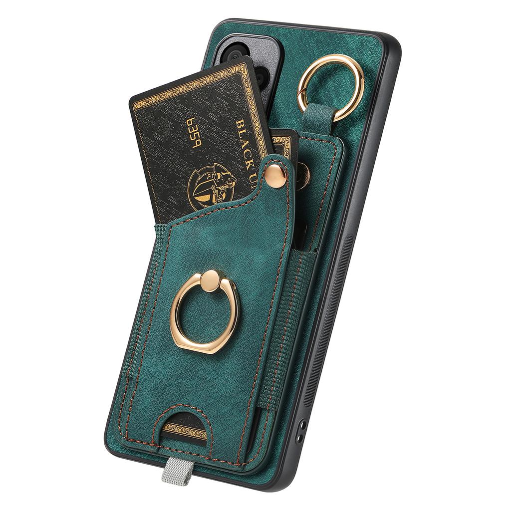 For Xiaomi Redmi K80 Pro 5G Retro Leather Phone Back Cover with Card Slots and Ring Holder