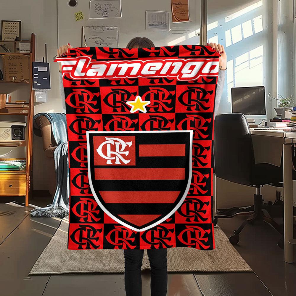 1PC Clube De Regatas Do Flamengo Patterned Flannel Blanket Suitable For All Seasons for Home Decor Warmth and Comfort Gifts Holiday Present