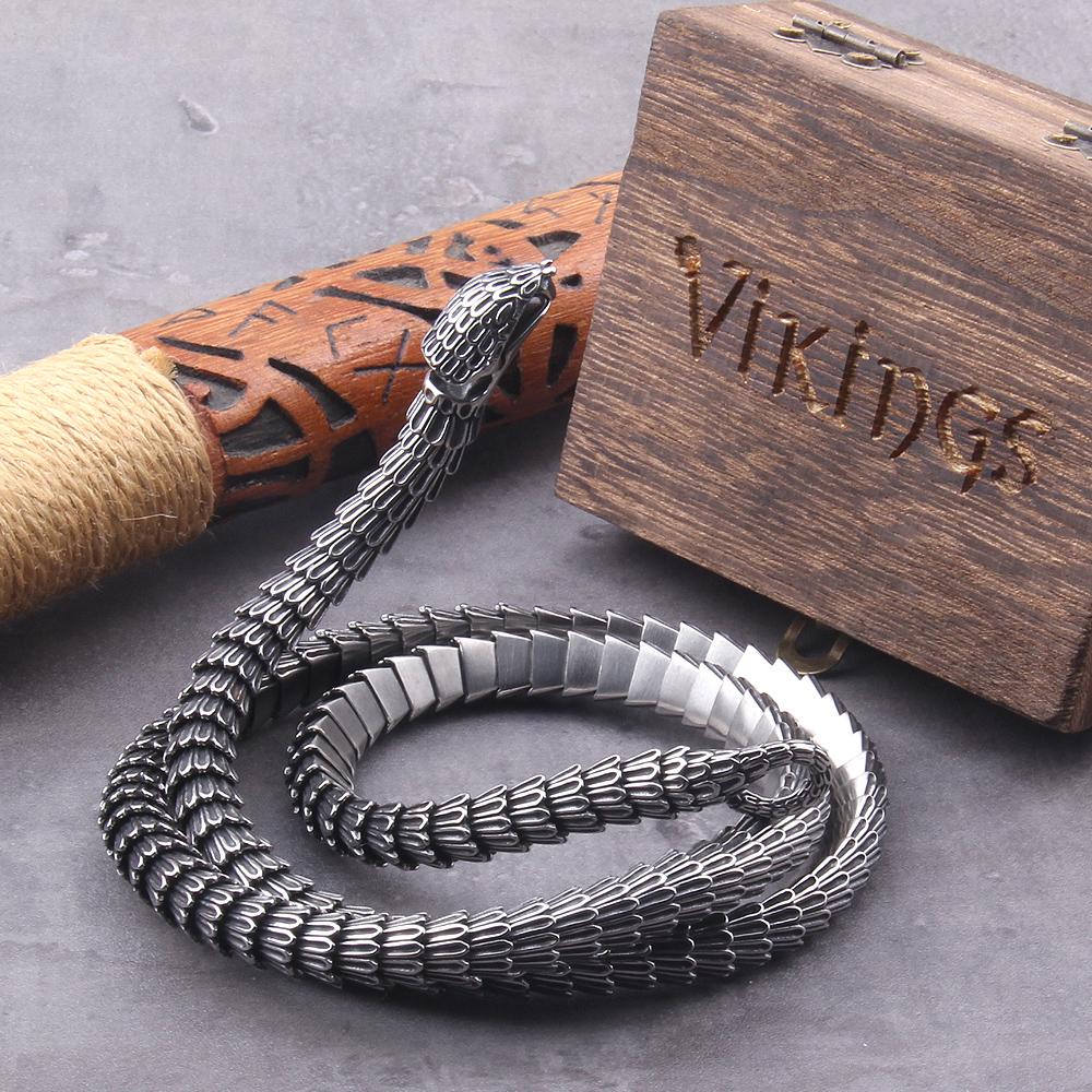 Colar Ouroboros Viking de Aço Inoxidável Masculino Punk Gótico Cobra Colar Moda Biker Vintage Charme Joia Presente