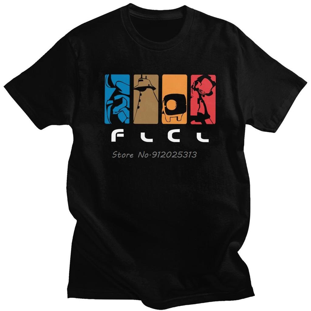 Japan Anime Fooly Cooly T-Shirt Herren Kurzarm Baumwolle FLCL T-Shirt Klassische Animation T-Shirt Manga Fans Tee Tops Geschenk