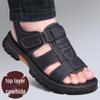 Men's Leather Roman Sandals: Non-Slip, Thick-Soled Beach Shoes