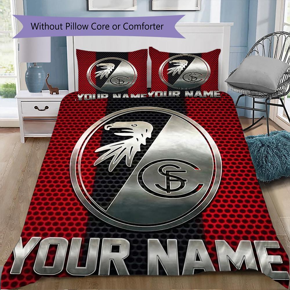 Custom Name SC Freiburg Pattern Bedding Uilt Set Uilt Cover Pillowcase Home Decoration Birthday Gift (1*duvet Cover+2*pillowcase Without Core)