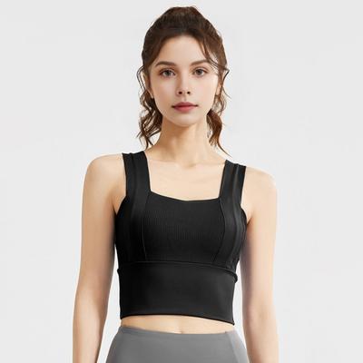Damen Sport-BH mit quadratischem Ausschnitt, gepolstertes Workout-Tanktop mit integriertem BH für Yoga, Fitnessstudio, Fitness, Laufen