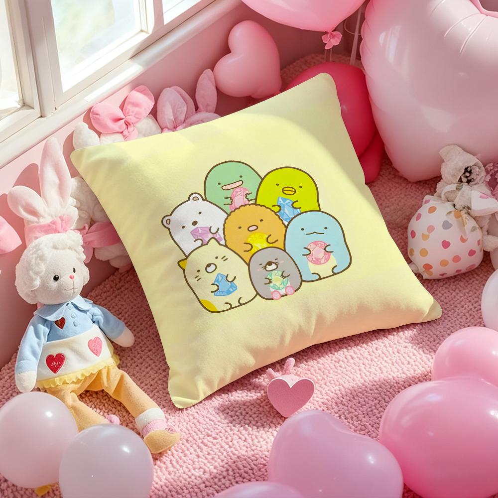 S-Sumikko Gurashi Exquisite Pillow Case Soft Plush Fabric Double-Sided Printed Cushion Cover Warm Winter Sofa Pillow Case