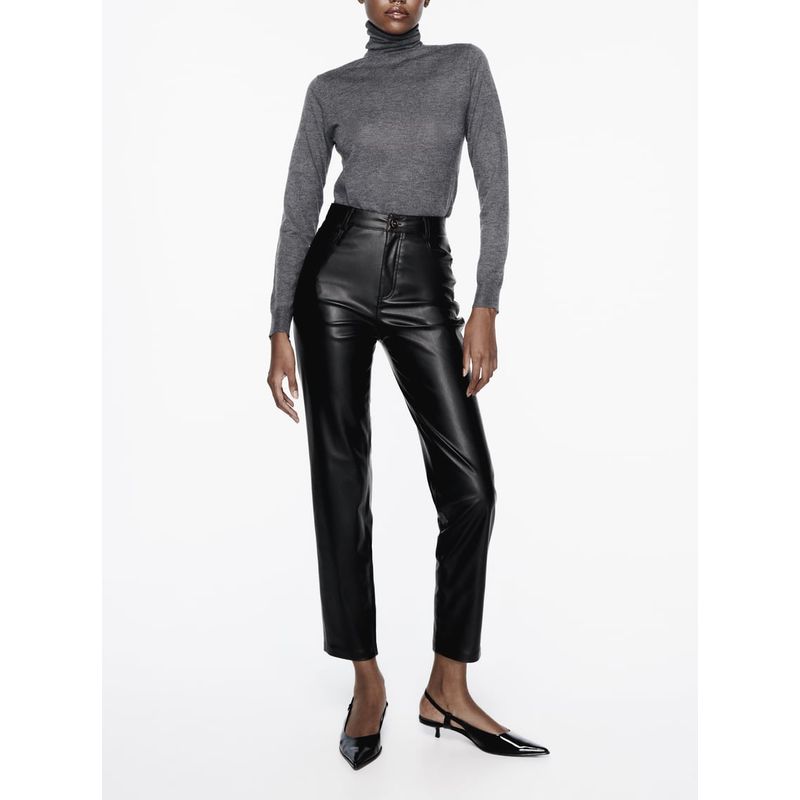 Spring New Arrival Pu Tapered Casual Pants Imitation Leather Loose Comfortable Edition Type High Waist Straight-Leg Pants 4387285