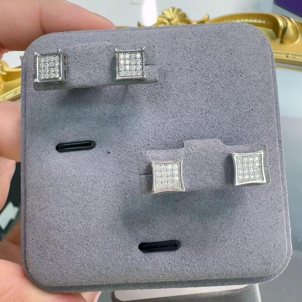 Orecchini a Perno Quadrati Iced Out in Moissanite Rame Gioielli Hip Hop Per Uomini Donne