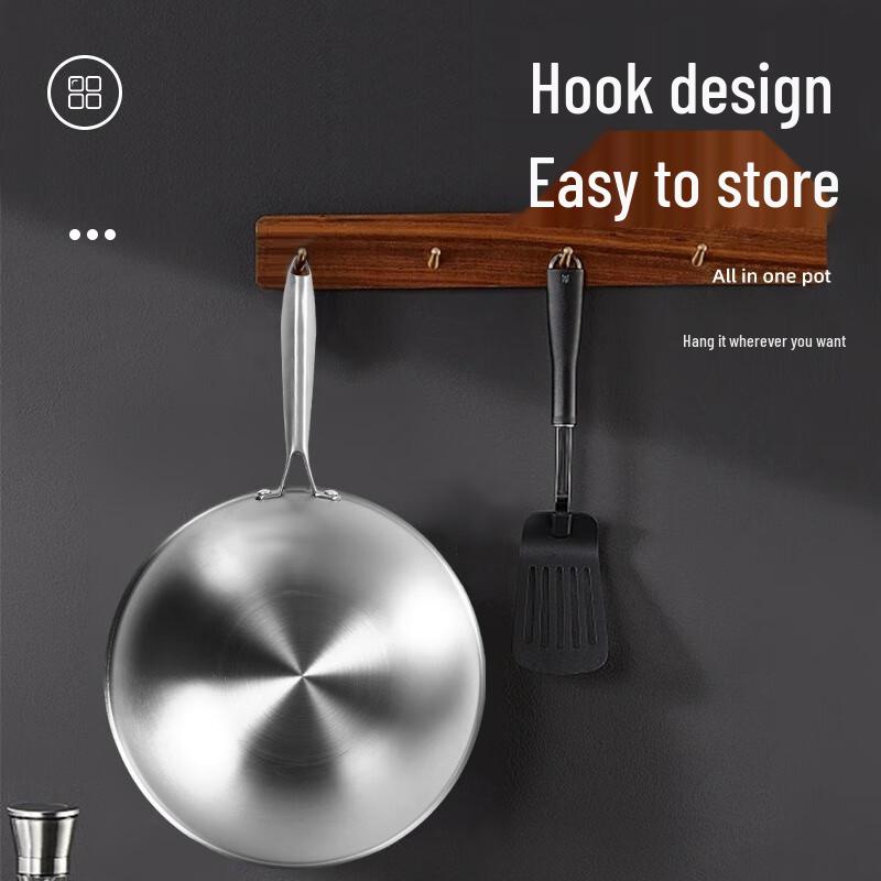 Wutuo 304 Stainless Steel Uncoated Wok