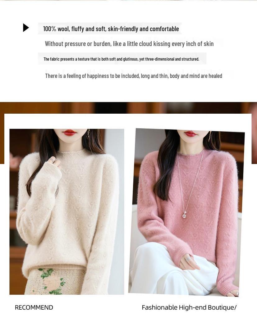 25 New Soft Fluffy Women's High-End Knit Wool Sweater - Autumn/Winter Loose Fit Design