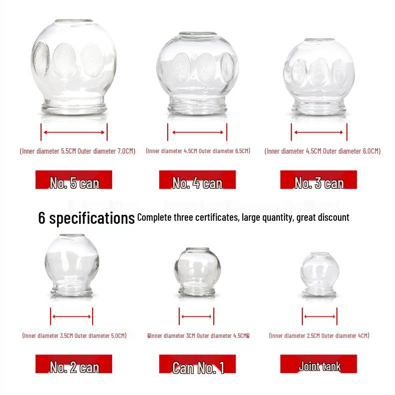

Thick Glass Cupping Therapy Set for Massage, Bathhouses & Salons Glass Jar No. 1