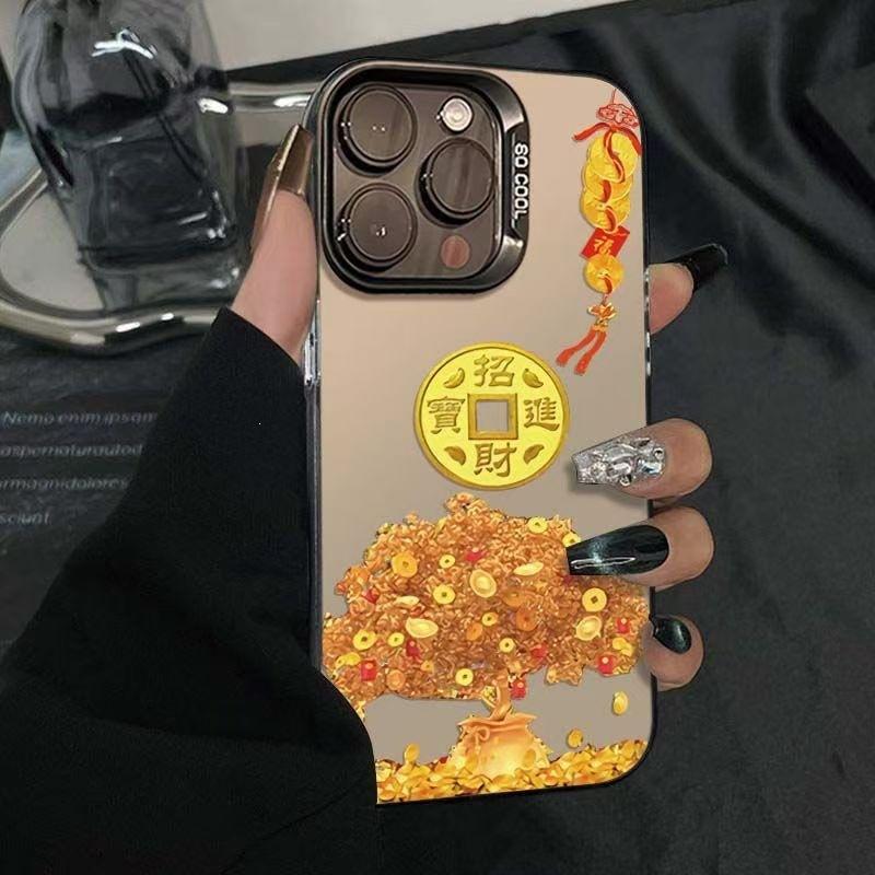 Apple 16PRO mobile phone case iPhone15PROMAX Fortune Tree 13/14PLUS Color Silver 11/12/XSMAX