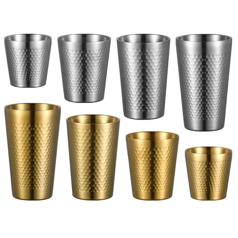 Jimeijiduo 304 Stainless Steel Honeycomb Double-Layer Hammered Cup