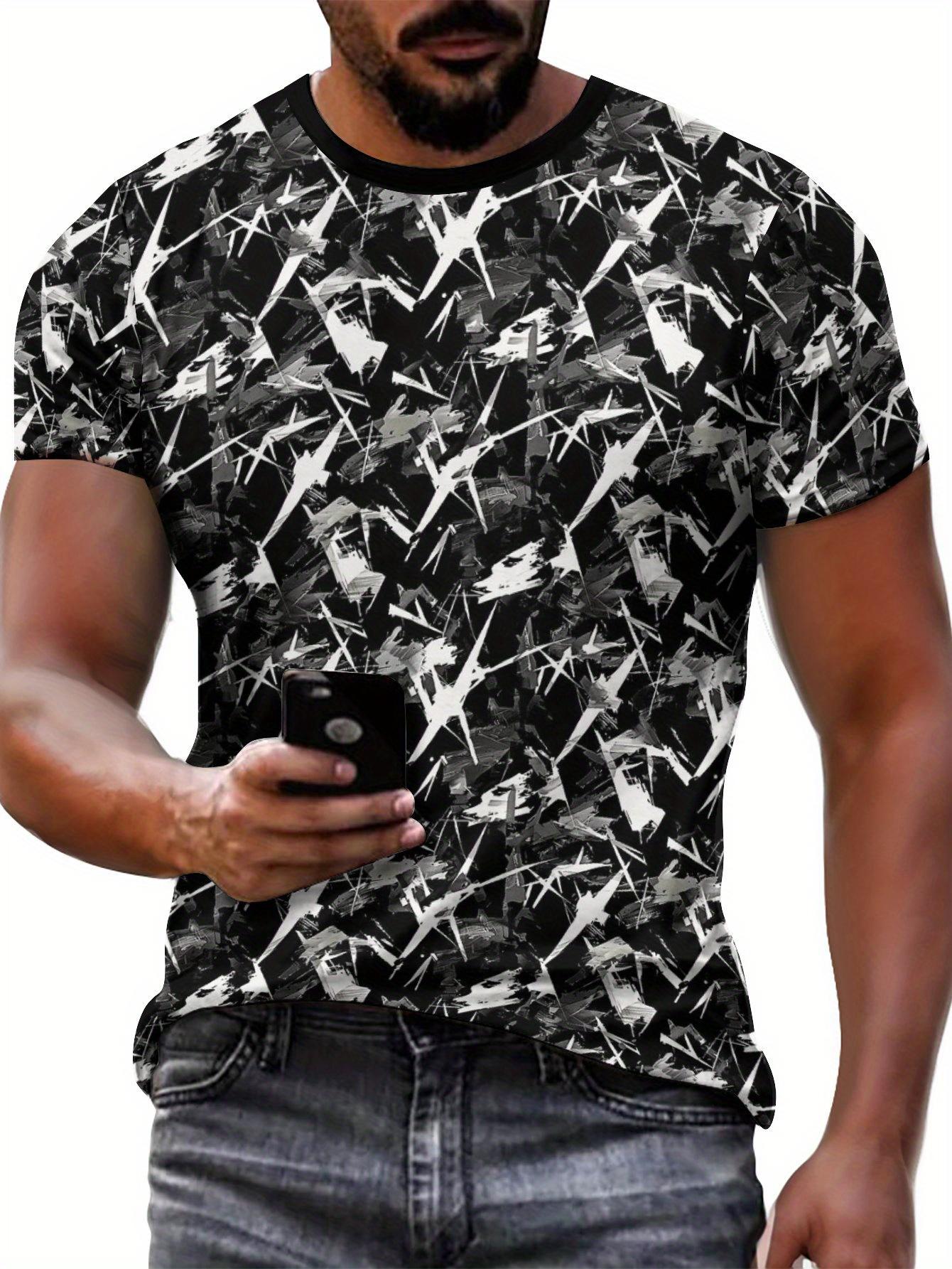 

Футболка с геометрическим узором Color Clash и 3D-принтом — яркий повседневный топ с короткими рукавами и креативным дизайном — идеально подходит для летней уличной одежды и активного отдыха 5XL