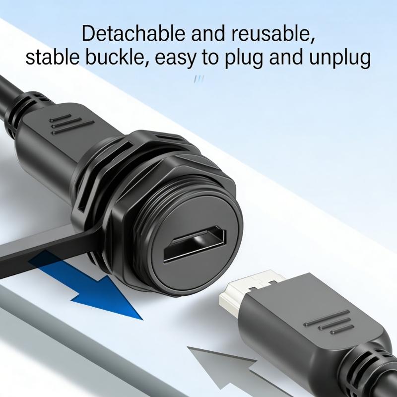 IP68 Waterproof HDTV Coupler Panel Mount Pass Through Connector Female To Female With Cover For Outdoor And Indoor Use